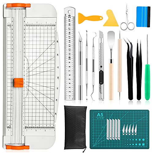 Famomatk 27PCS Craft Weeding Tools for Vinyl Kit,Utility Knife Vinyl Weeding Tool Set with 12Inch Paper Cutter Trimmer for Scrapbooking,Silhouettes,Cameos,DIY Art Crafting,Cutting,Splicing,Cardstock | The Storepaperoomates Retail Market - Fast Affordable Shopping