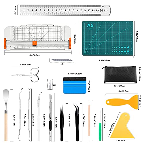 Famomatk 27PCS Craft Weeding Tools for Vinyl Kit,Utility Knife Vinyl Weeding Tool Set with 12Inch Paper Cutter Trimmer for Scrapbooking,Silhouettes,Cameos,DIY Art Crafting,Cutting,Splicing,Cardstock | The Storepaperoomates Retail Market - Fast Affordable Shopping