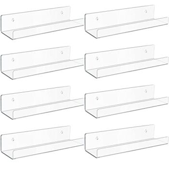 8 Packs 15 Inch Invisible Acrylic Floating Wall Shelf Wall Mounted Nursery Kids Bookshelf Display Shelves Toy Storage Wall Shelf Storage Shelves Display Organizer (Clear) | The Storepaperoomates Retail Market - Fast Affordable Shopping