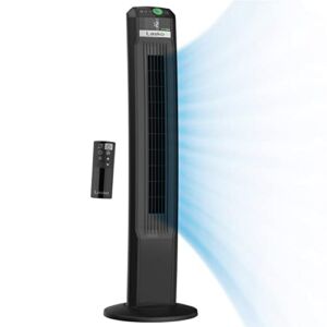 Lasko EcoQuiet Oscillating Tower Fan, Portable, Remote Control, Timer, 12 Quiet Speeds, for Living Room, Bedroom and Office, 42″, Black, T42700