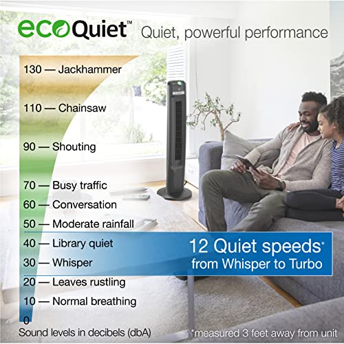 Lasko EcoQuiet Oscillating Tower Fan, Portable, Remote Control, Timer, 12 Quiet Speeds, for Living Room, Bedroom and Office, 42″, Black, T42700 | The Storepaperoomates Retail Market - Fast Affordable Shopping