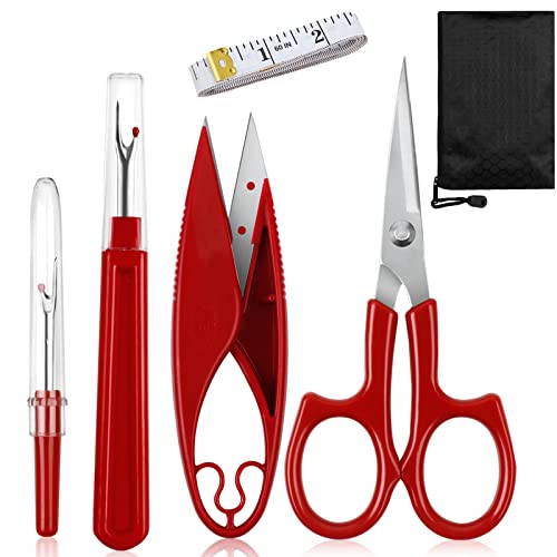 5 Pcs Set of Seam Ripper Kit, Stitch Ripper with Thread Cutter, Tape Measure, Scisson (Red) | The Storepaperoomates Retail Market - Fast Affordable Shopping