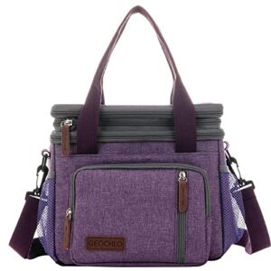 Insulated Lunch Bag for Women Men, Lunch Box Leakproof Cooler Tote with Shoulder Strap for Work Picnic School (Purple)