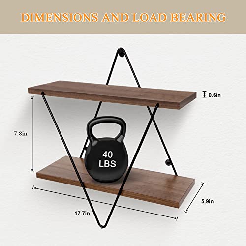 Wall Shelves, Fupeiwens Floating Wall Shelves, 2 Wall Mounted Ways, Rustic Wood Shelves for Bedroom Living Room Study, Holding 40 lbs, Brown, Geometric | The Storepaperoomates Retail Market - Fast Affordable Shopping