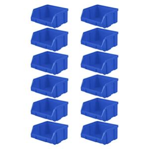 DOITOOL 12PCS Plastic Storage Bin Hanging Stacking Containers, Stackable Storage Bins Workshop Tool Organizer Bins for Parts Garage, 10X9X4. 5CM