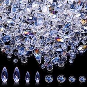 600 Pieces AB Crystal Beads Clear Beads for Jewelry Making Drilled Drop AB Beads Gemstone Loose Beads with Holes Tear Drop Glass Beads Faceted Flat Gemstone Round Beads for DIY Craft