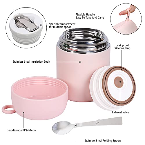Insulated Lunch Container Hot Food Jar 17 Oz Vacuum Stainless Steel Food Thermos Lunch Box for Kids Adult with Spoon for School Office Picnic Travel Camping | The Storepaperoomates Retail Market - Fast Affordable Shopping