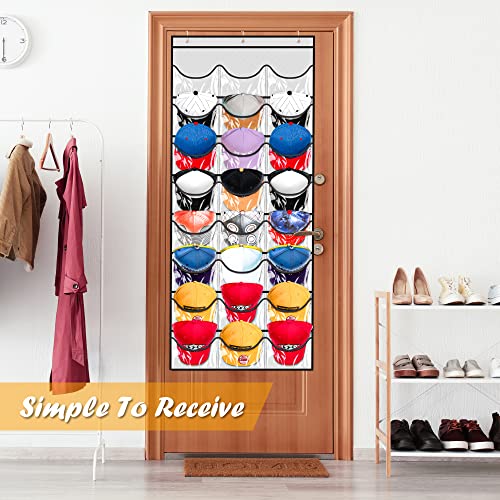 Baseball Hat Rack kingdalux 24 Pocket for Wall or Over the Door Cap Organizer with Clear Deep Pockets, for Hat Storage & Ballcap Caps Display Holder, Complete with Over Door Hooks | The Storepaperoomates Retail Market - Fast Affordable Shopping