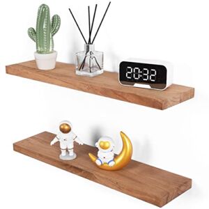 Floating Shelves for Wall Rustic Wood Wall Shelves for Bedroom, Bathroom, Living Room, Kitchen, Laundry Room Set of 2