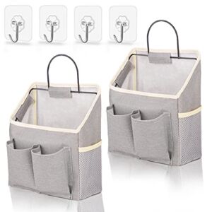 LYroo 2 Pack Wall Hanging Storage Bag Wall Hanging Organizer Basket with Pockets for Bathroom Bedroom Kitchen Dorm Room Essentials Rv Storage and Organization (Gray)