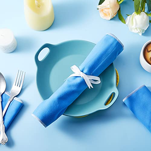 Silver Storage Bags Silver Storage Cloth Anti Tarnish Silver Protector Bags Blue Holder for Silverware Flatware Storage Organizer Place Setting Roll with White Ribbon for Kitchen Utensils (4 Pieces) | The Storepaperoomates Retail Market - Fast Affordable Shopping