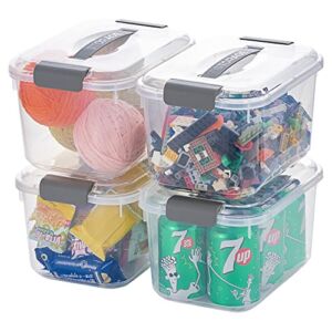 5.5 Qt Clear Storage Latch Box/Bin with Lids, 4-Pack Plastic Organize Bins with Handle