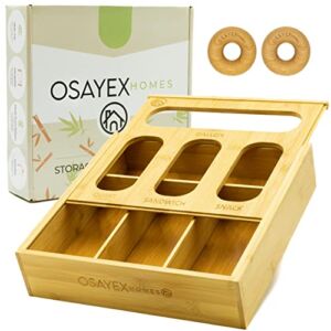 OsayEx Homes Ziplock Bag Storage Organizer for Kitchen Drawer – Compatible with Ziploc, and Most Brands for Gallon, Quart, Sandwich, and Snack Variety Size Bags (1 Box 4 Slots)