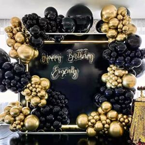 Black And Gold Balloon Garland Arch Kit, Total 142 Pcs 18″ 12″ 10″ 5″ Latex Balloon Set for Shower Birthday Wedding Bachelorette Party Decorations Supplies