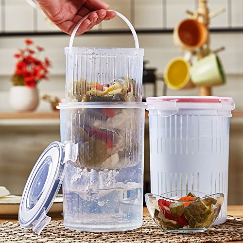 Crystalia Pickle Jar with Strainer Insert, Deli Food Storage Container, Pickle Holder Keeper Lifter, Bucket of Pickles, Barrel of Olive Jalapeno, Large Flip Jar with Leak Proof and Lock It Lid (Gray) | The Storepaperoomates Retail Market - Fast Affordable Shopping