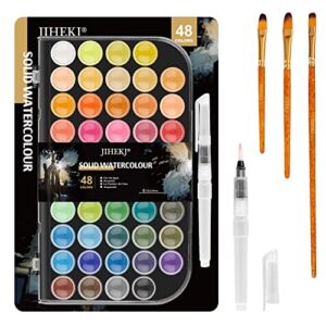 Water Color Paint Premium painting Paint Drawing Artists Sketch Anime Vibrant water Colors Cakes for water color painting kids painting School Supplies Drawing Art Artists Supplies 48 Colors + 4 pens