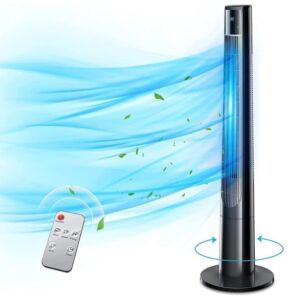 Tower Fan – 48 Inch Oscillating Fan, Standing Fan with Remote, Quiet Fan with 3 Modes & 3 Speeds, 12H Timer & LED Display, Bladeless Fan, Oscillating Cooling Fan, Fan for Home Bedroom Office Use