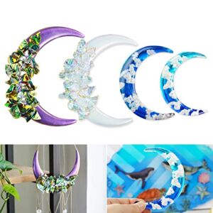 LET’S RESIN Crescent Moon Resin Molds, 4 Different Sizes Moon Silicone Molds for Resin, Epoxy Resin Molds for DIY Hair Stick, Wind Chimes,Sun Catcher,Wall Hangers, Necklace