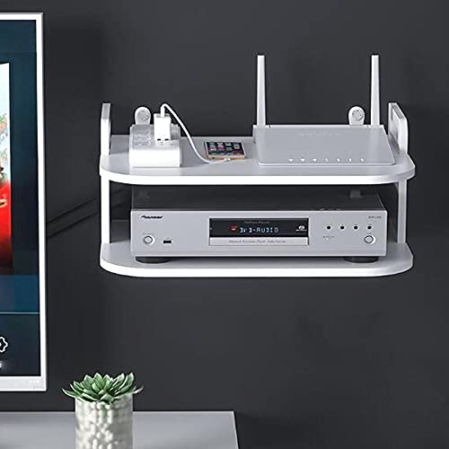 Floating Shelf for TV Components,WiFi Router Storage Box,TV Box Shelf Thick DVD Player, Wall Hanging Shelf Punching-Free Storage Rack Floating Shelf for Set-Top Box Game Consoles for Home,White | The Storepaperoomates Retail Market - Fast Affordable Shopping