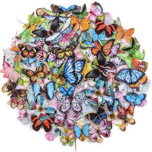 280 Piece Butterfly Stickers, Transparent Decorative Butterfly Decals Scrapbooking Journaling Supplies Waterproof Stickers for Scrapbook Journals Notebook Window Water Bottle Envelope Cards