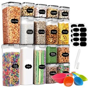 Airtight Food Storage Containers, MASSUGAR 16 Piece Dry Food Canisters for Kitchen Pantry Organization and Storage, BPA Free Plastic Storage Containers with Lids for Cereal Flour Sugar Baking Supplies