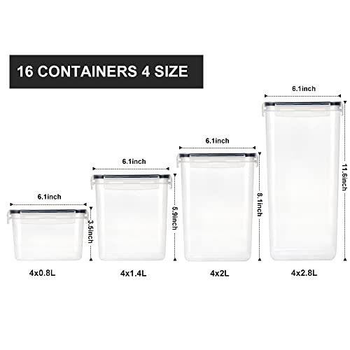Airtight Food Storage Containers, MASSUGAR 16 Piece Dry Food Canisters for Kitchen Pantry Organization and Storage, BPA Free Plastic Storage Containers with Lids for Cereal Flour Sugar Baking Supplies | The Storepaperoomates Retail Market - Fast Affordable Shopping