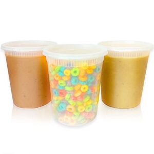 Kitch’nMore [32oz 24Pack] Plastic Deli Food Storage Soup Containers with Airtight Lids, Slime,Soup,Leakproof, BPA Free