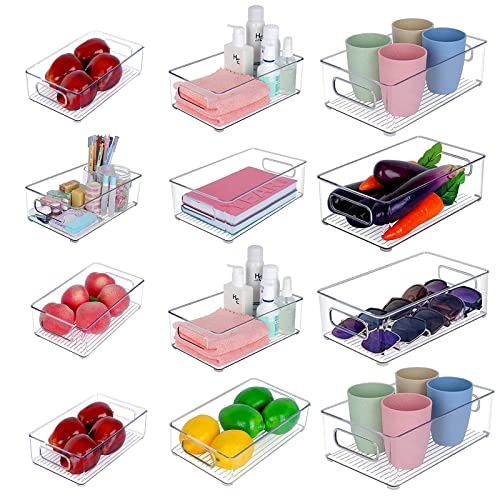Set Of 12 Stackable Organizing Bins, Plastic Pantry Bins, Refrigerator Organization, Clear Kitchen Cabinet Organizing Bins- Hand Wash Only | The Storepaperoomates Retail Market - Fast Affordable Shopping