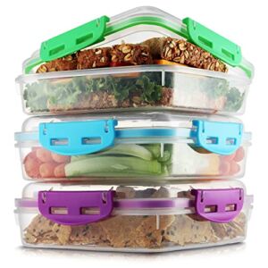 Sandwich Containers for Kids (3 Pack) Sandwich Box for Kids | Lunch Containers for Kids | Snack Containers for School | Sandwich Containers for Lunch Boxes | Reusable Sandwich Container | BPA Free