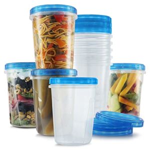 Twist Top Soup Storage Containers with Lids [32 Oz – 10 Pack] Reusable Freezer Containers for Food with Screw On Lids | Food Storage Container with Cover | Leakproof, BPA Free