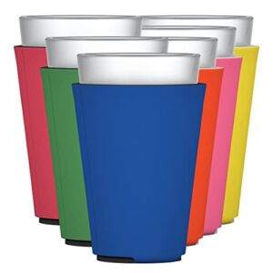 TahoeBay Blank Pint Glass Sleeves (6-Pack) 16 Ounce Insulating Foam Collapsible Beer Drinking Cup Holder (Multicolor)