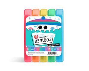 Cool Coolers by Fit + Fresh, Days of the Week Ice Blocks, Colorful & Compact Ice Packs, Perfect for Kids Lunch Box, Insulated Lunch Bag, Bento Box, & More, 5PK, Rainbow