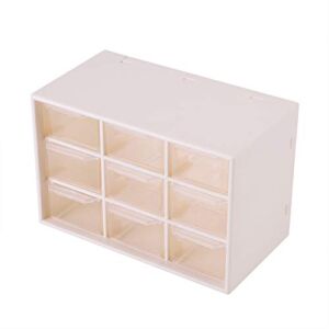 TOPINCN Drawer Storage Cabinet Plastic Jewelry Cosmetic Storage Box Portable 9 Lattice Mini Cabinets Drawer(White)