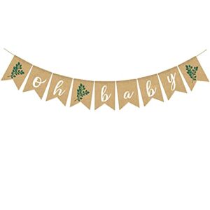 Greenery Baby Shower Banner Eucalyptus leaves Burlap garlands Plant Gender Neutral party decoration