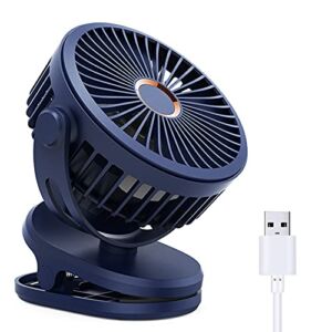 DUOLE Portable Table Fan Clip-on Hanging Fan Powered by Built-in Rechargeable Batteries or Power Bank or Other Power Sources