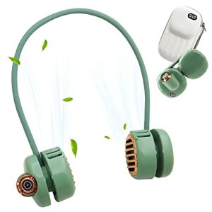 Beauty Nymph Personal Neck Fan Rechargeable Portable Headphone Design Wearable Neckband Fanwith 4 Speeds 360° Free Rotation Perfect for Sports Office and Outdoor (Green)