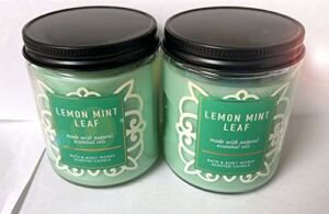 Bath and Body Works 2 Piece Lemon Mint Leaf (7 oz /198 g ) Single Wick Scented Candle