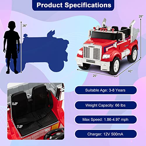 Costzon Electric Car for Kids, 12V Licensed Freightliner Ride on Dump Truck w/ Remote Control, Rear Loader, Spring Suspension, Easy-Drag System, MP3 & Music, Gift for Boy Girl, Ride on Car (Red) | The Storepaperoomates Retail Market - Fast Affordable Shopping