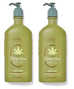 Bath & Body Works 2 Pack Aromatherapy SAGE + MINT Restoring Body Lotion – Full Size, Green