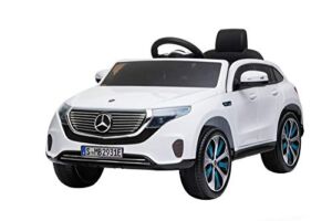 DAKOTT Mercedes Benz EQC400 All Wheel Drive Ride On SUV for Kids, 12V Battery Powered w/Parent Remote Control, Horn, Music and Headlights Taillights., White, Large (3780)
