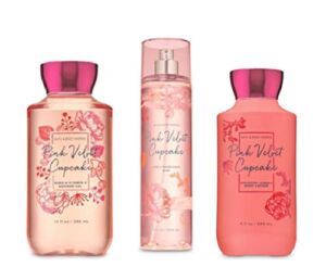 Bath and Body Works – Pink Velvet Cupcake – Daily Trio – Shower Gel, Fine Fragrance Mist & Super Smooth Body Lotion