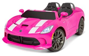 Kid Trax Dodge Viper SRT Convertible Toddler Ride On Toy, Ages 3 – 7 Years Old, 12 Volt Battery, Max Weight of 130 lbs, Two Seater, Working Lights, Pink