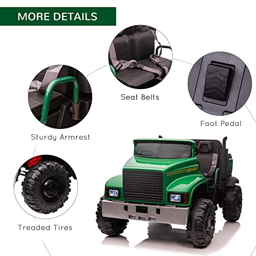 Aosom Ride-on Tractor 2-Seater Battery-Powered Car for Kids with Large High-Traction Wheels, 12V Truck Ride-on Toy with Rear Storage, Outdoor Toy, Green | The Storepaperoomates Retail Market - Fast Affordable Shopping