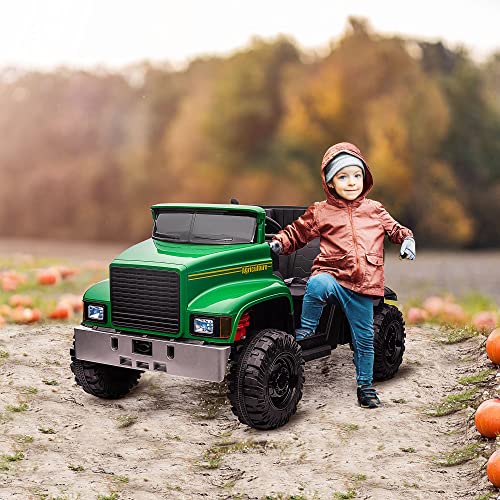 Aosom Ride-on Tractor 2-Seater Battery-Powered Car for Kids with Large High-Traction Wheels, 12V Truck Ride-on Toy with Rear Storage, Outdoor Toy, Green | The Storepaperoomates Retail Market - Fast Affordable Shopping