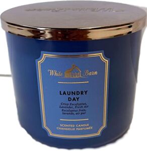 Bath and Body Works, White Barn 3-Wick Candle w/Essential Oils – 14.5 oz – 2021 Fresh Spring Scents! (Laundry Day)