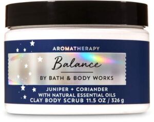 Bath and Body Works Aromatherapy Balance Clay Body Scrub with Natural Essential Oils Juniper Coriander 11.5 Ounce Jar