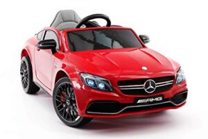 Moderno Kids Mercedes C63S 12V Power Children Ride-On Car with R/C Parental Remote + EVA Foam Rubber Wheels + Leather Seat + MP3 USB Music Player + LED Lights (Red)