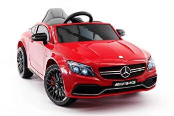 Moderno Kids Mercedes C63S 12V Power Children Ride-On Car with R/C Parental Remote + EVA Foam Rubber Wheels + Leather Seat + MP3 USB Music Player + LED Lights (Red) | The Storepaperoomates Retail Market - Fast Affordable Shopping