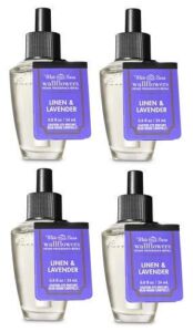 Bath and Body Works 4 Pack Linen and Lavender Wallflowers Fragrance Refill. 0.8 fl oz.