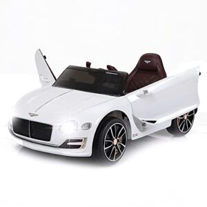 Bentley EXP12 6V Battery Powered Ride On Car for Kids, Remote Control Toy Vehicle with Music Player, LED Light, 2 Driving Modes (White)